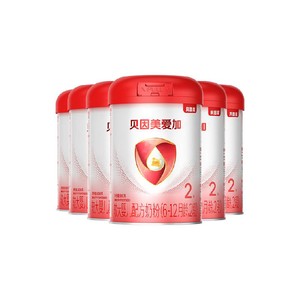 贝因美爱加6-12月婴儿配方奶粉2段800g*6罐装免疫成长乳铁蛋白DHA