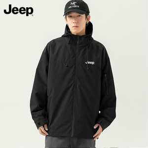 Jeep吉普外套秋冬男女三合一冲锋防泼水风衣男装运动上衣防风夹克