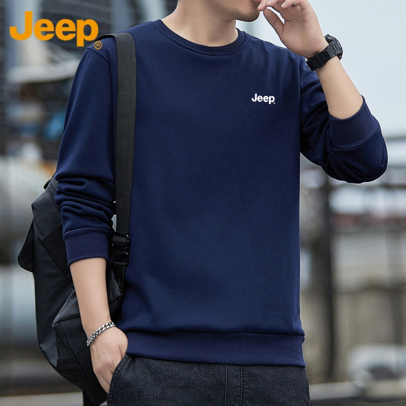 JEEP/吉普圆领卫衣男士秋冬新款长袖打底衫套头休闲运动美式上衣 49.9元