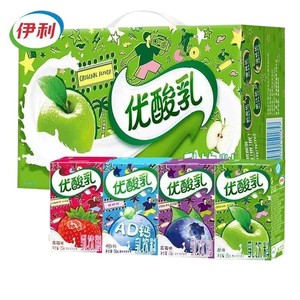 伊利优酸乳250ml*24盒-10盒原味AD钙蓝莓草莓杏子味混合酸奶