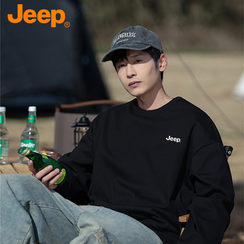 JEEP/吉普圆领卫衣男士秋冬新款长袖打底衫套头休闲运动美式上衣 75.8元