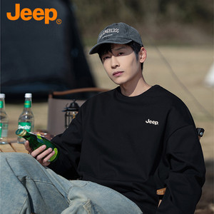 JEEP/吉普圆领卫衣男士秋冬新款长袖打底衫套头休闲运动美式上衣