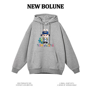 NEW BOLUNE/新百伦官网美式帽衫潮流运动休闲宽松情侣重磅卫衣
