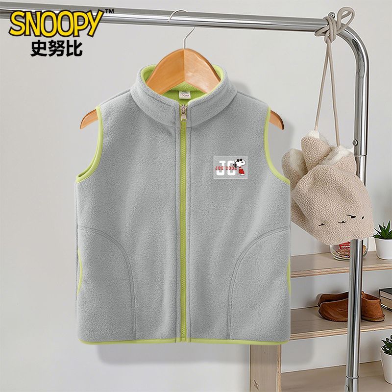 【补贴29.9包邮】SNOOPY史努比 儿童双面摇粒绒背心马甲 灰色 120 32.9元