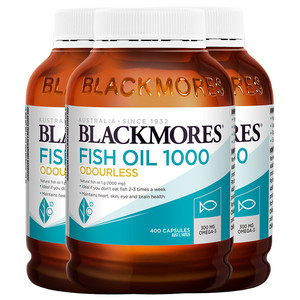 【自营】BLACKMORES澳佳宝无腥味深海鱼油胶囊1000mg 400粒*3