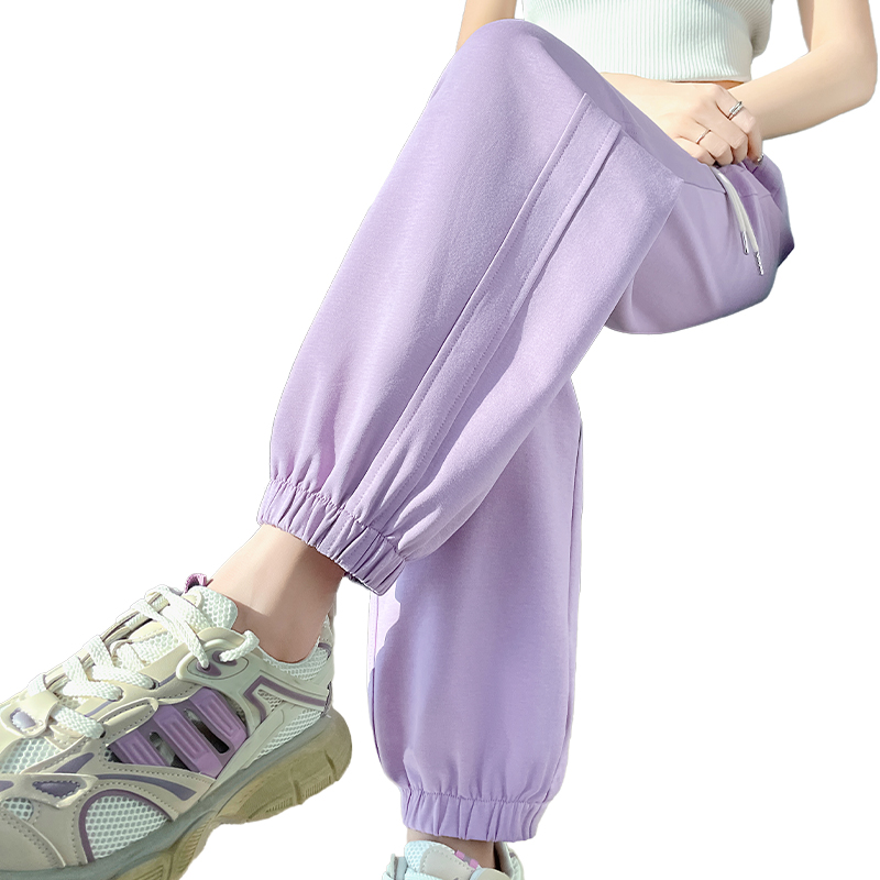 one more束脚运动裤子女秋季2025新款紫色九分裤小个子休闲卫裤Y 39.9元