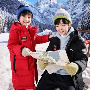 四防热返安踏儿童长款羽绒服男童滑雪服2025冬装新款保暖加厚外套