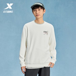 特步运动休闲卫衣男女同款秋季户外休闲百搭情侣圆领套头衫运动服