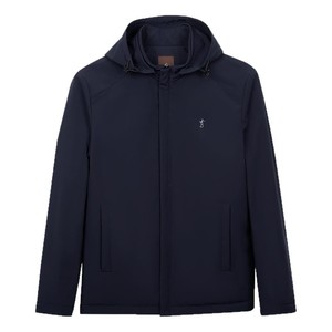 才子可拆卸连帽棉服男士2025秋冬新款修身商务休闲石墨烯棉衣外套