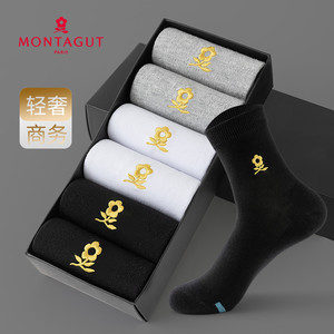 Montagut/梦特娇袜子男士纯棉抗菌防臭吸汗透气中筒袜商务休闲袜