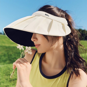 蕉下百褶贝壳帽夏季丝绒黑胶防晒帽女防紫外线凉感透气太阳空顶帽
