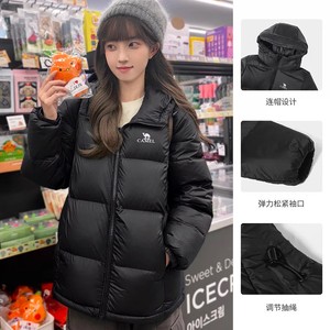 骆驼小太阳羽绒服女2025冬季加厚保暖石墨烯自发热连帽面包服外套