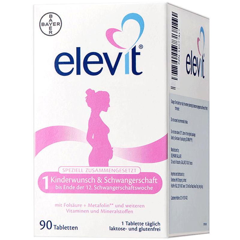 拜耳 德国爱乐维Elevit孕妇备孕期活性叶酸孕期维生素1段90粒 362元