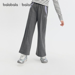 【balaOne】巴拉巴拉童装女童加绒直筒儿童裤子2025冬装新款撞色