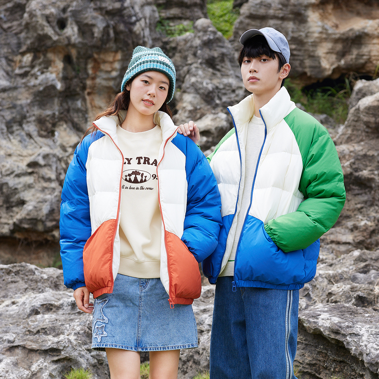 美特斯邦威面包羽绒服秋冬男女同款潮流时尚撞色拼接舒适保暖外Q 163元