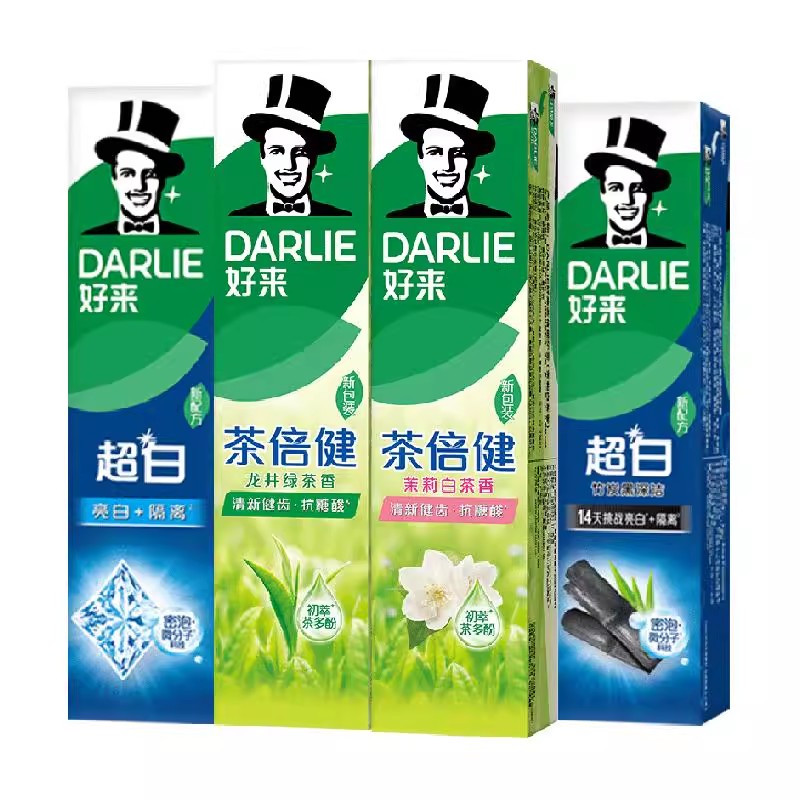 DARLIE好来(原黑人)牙膏超白茶家庭家用套装190g*4支洁齿清新亮齿 52.9元