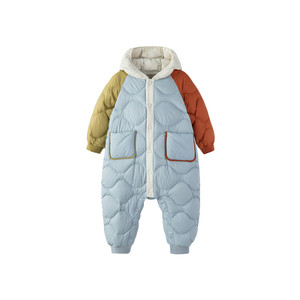 迷你巴拉巴拉婴儿羽绒服冬季连体衣三防宝宝外出羽绒服保暖撞色