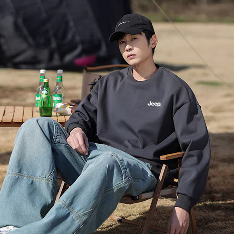 JEEP/吉普圆领卫衣男士秋冬新款长袖打底衫套头休闲运动美式情侣 69.9元
