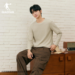 乔丹加绒长袖T恤男士冬季新款德绒保暖打底衫休闲卫衣套头衫上衣