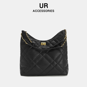 UR秋季女包日韩风包包2025新款都市风单肩斜挎包车缝线百搭hobo包