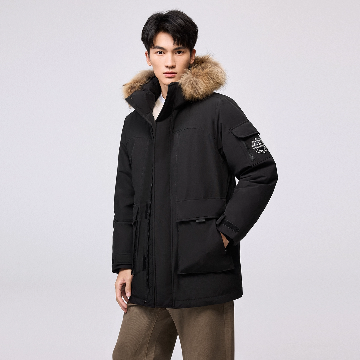 雅鹿大毛领羽绒服男款加厚2025冬季新款户外极寒工装派克保暖外套 479元