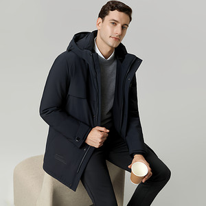 【鹅绒】雅鹿羽绒服男冬季2025新款中年商务爸爸装中长款保暖外套