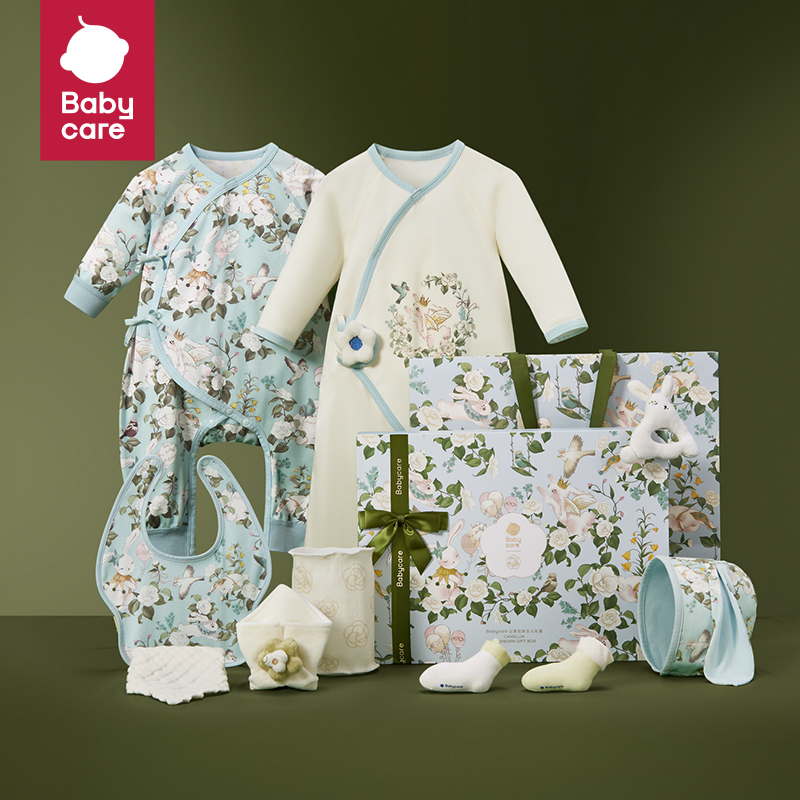 babycare山茶花新生儿见面礼盒初生婴儿用品新生宝宝满月礼物衣服 359元