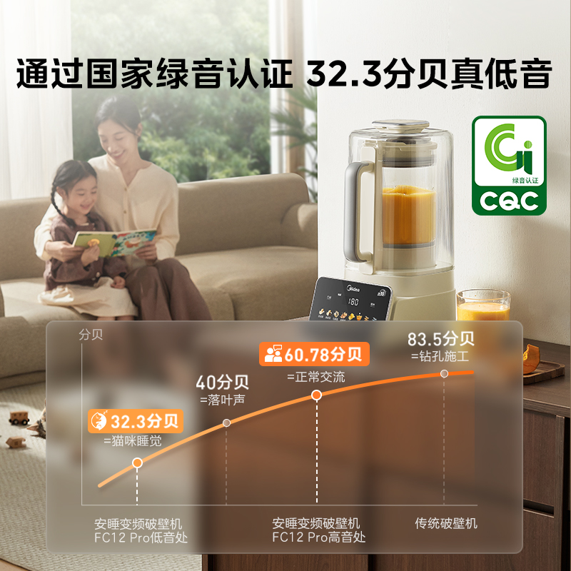 美的安睡破壁机0涂层变频轻音可拆家用豆浆机官方正品2025新款pro 488元