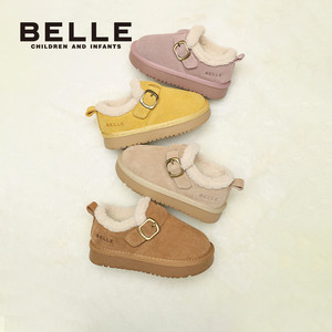 百丽童鞋女童雪地靴2025冬季新款加绒保暖棉鞋儿童勃肯鞋男童棉靴