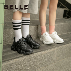 百丽童鞋女童小白鞋2025秋冬新款男童运动鞋儿童旋扣中大童老爹鞋