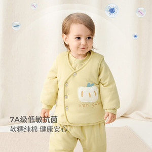 童泰婴儿马甲秋冬季纯棉夹棉宝宝衣服儿童上衣男女童外出坎肩马夹