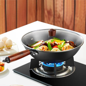 美的铁锅炒锅无涂层家用老式炒菜锅电磁炉燃气通用不锈老铁锅具