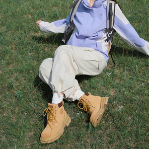 骆驼马丁靴女鞋2025秋季新款短靴子英伦风厚底爆款户外工装大黄靴