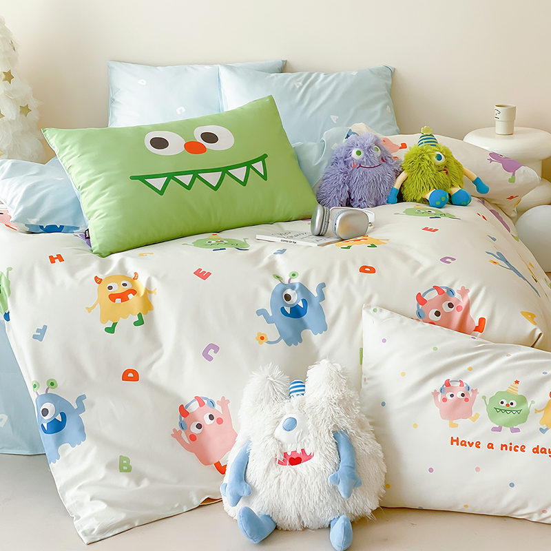 多喜爱卡通四件套全棉床品纯棉床单被套儿童多巴胺三件套可爱怪兽 115.8元