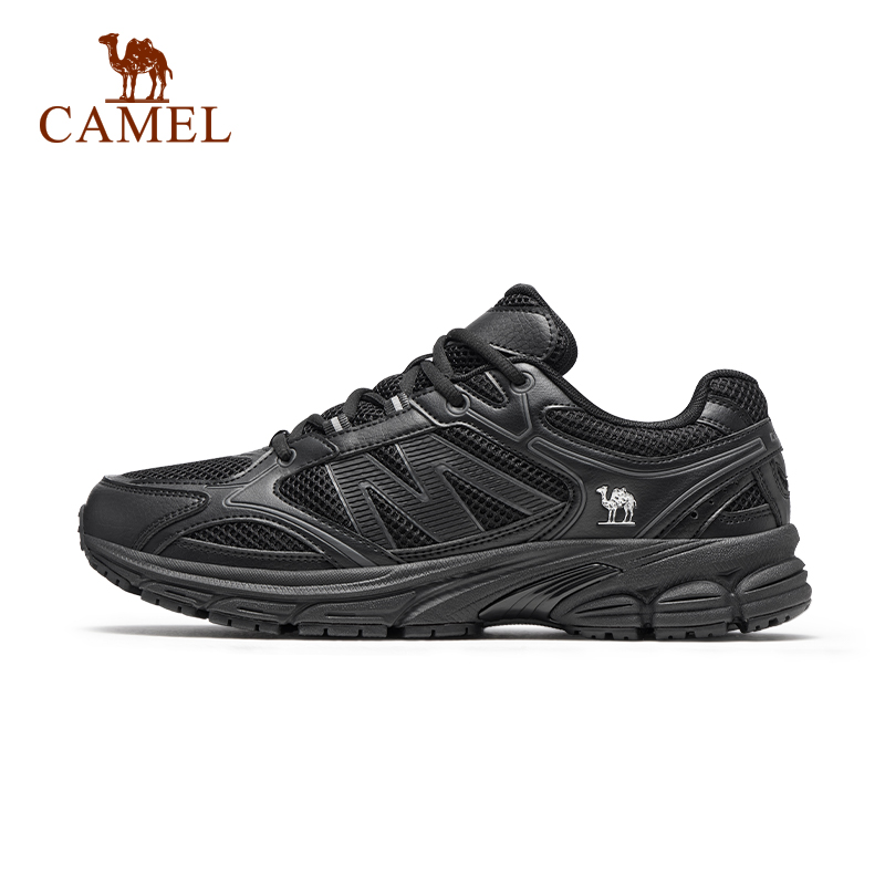 骆驼慢跑鞋2025新款抓地黑色复古休闲鞋透气软弹跑步鞋运动鞋男款 95.4元