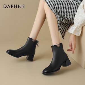 达芙妮时尚女马丁靴女秋冬百搭保暖靴子加绒工装靴休闲短靴单靴