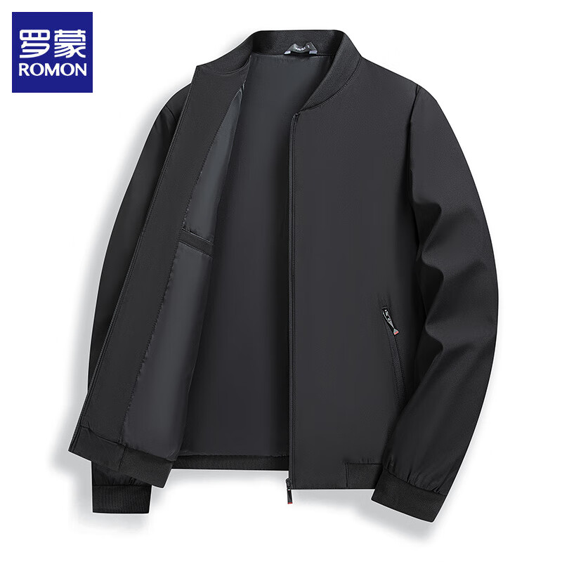 罗蒙（ROMON）春秋新款夹克外套 黑色 59元