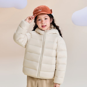 雪中飞2025冬新款男女童连帽经典版型羽绒服纯色简约百搭舒适