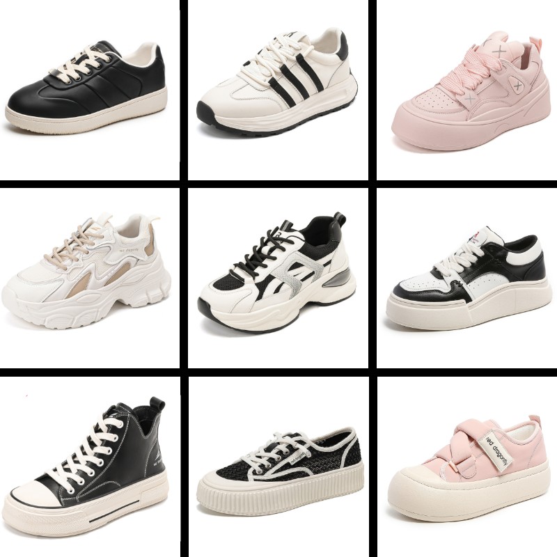 红蜻蜓春季小白鞋女2024新款爆款百搭轻便厚底阿甘鞋休闲鞋老爹鞋 49元