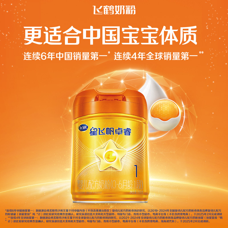 官方正品飞鹤星飞帆卓睿Pro A2β-酪蛋白1段婴幼儿牛奶粉758g*6罐 1818元