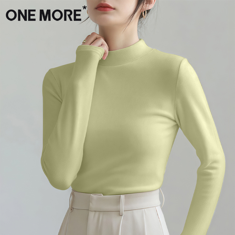 one more文墨半高领打底衫女内搭可外穿2025新款秋冬中领长袖t恤Y 37.21元
