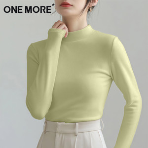 one more文墨半高领打底衫女内搭可外穿2025新款秋冬中领长袖t恤Y