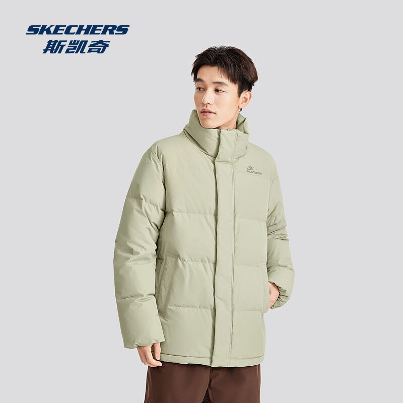 斯凯奇官方outlets男女同款运动羽绒服2025冬季新款短款立领设计 229.91元