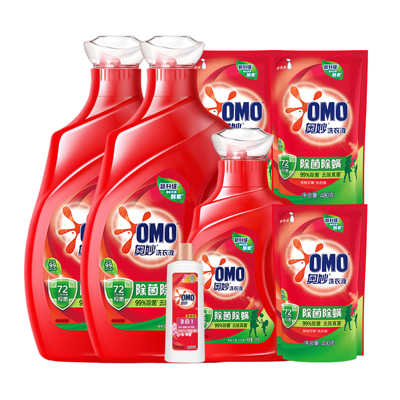 奥妙除菌除螨活性酵素 超凡去污 桉树艾草 洗衣液8.46KG 57.59元