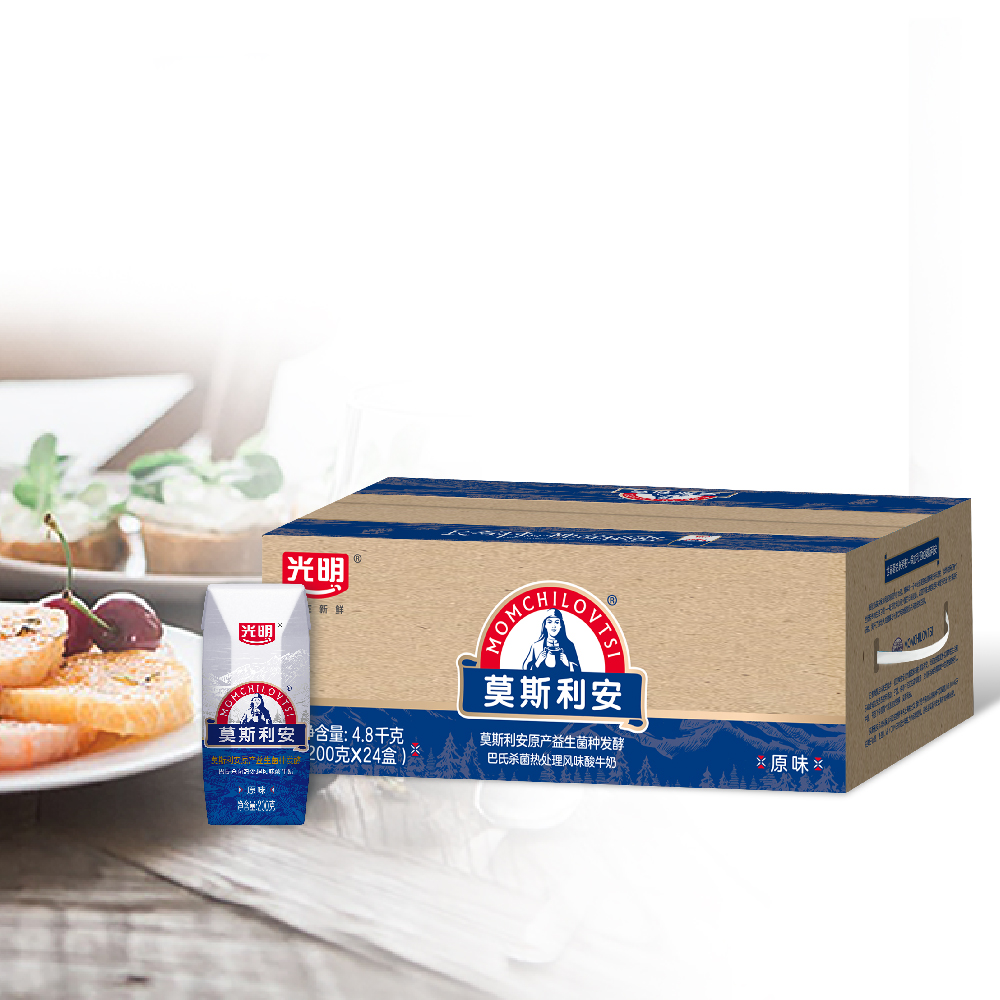 光明莫斯利安常温生牛乳风味酸牛奶整箱原味/金装200g*24盒 59.9元