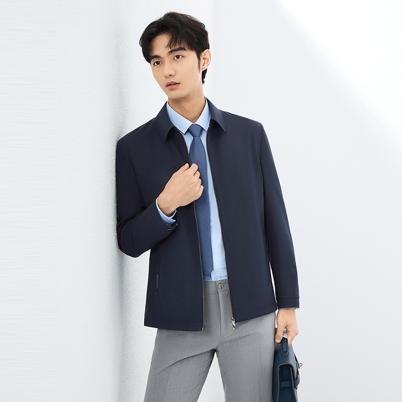 柒牌无缝翻领夹克男2025秋冬打理商务休闲轻商务干部男士行政外套 351.55元