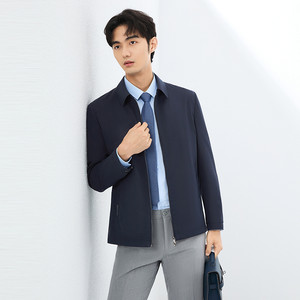 柒牌无缝翻领夹克男2025秋冬打理商务休闲轻商务干部男士行政外套