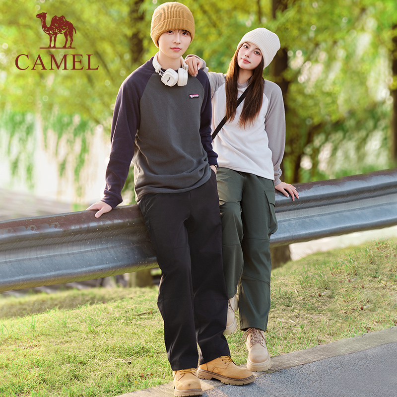 骆驼运动工装裤男女2025秋季情侣款梭织长裤防泼水休闲户外登山裤 129元