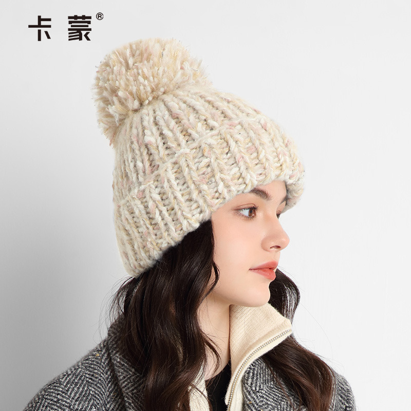 卡蒙羊毛呢冬季帽子黑色针织帽女大头围保暖护耳毛线帽显脸小百搭 228元