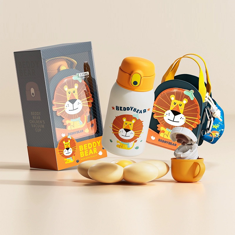 杯具熊儿童保温杯动物派对宝宝学饮水杯男女吸管杯学生幼儿园水壶 115元